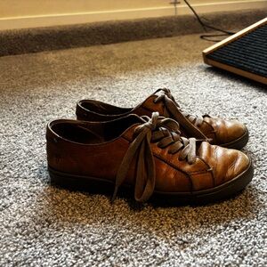 FRYE • Brown Leather Low Top Sneakers • 9.5